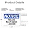 Signmission Please Keep Door Locked, 24 in W x Rectangle, Plastic OS-2PACK-NS-P-1824-L-17470 - alternate 3